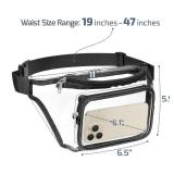 Veckle Clear Fanny Pack Stadium Approved - Clear Bag for Stadium Events Transparent Belt Bag for Women Men, Adjustable Waist Bag for Sports, Concerts, Black - Retail: $12