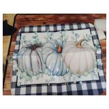 Sanwarm Absorbent Dish Drying Mat, Fall Watercolor Pumpkin Microfiber Pad for Kitchen Counter, Autumn Painting Plaid for Coffee Bar Decor, Heat Resistant and Reversible, 16\ x 18\in - Retail: $10in