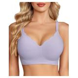 Avidlove Women Seamless Bras No Underwire Full Coverage Bralettes Wireless Everyday Bra V Neck T Shirt Brassiere Light Purple M - Retail: $25