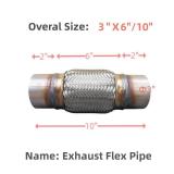 SUISFLXGRO Exhaust Flex Pipe 3\X6\in10\in Universal Type 100% Stainless Steel For Heavy Duty and Cars - Retail: $22in