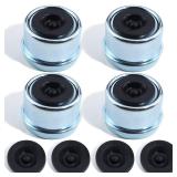 iBroPrat 4PCS 1.98\ Trailer Hub Cap,Trailer Axle Bearing Dust Cap Cup Grease Cover with 8 Rubber Plugs,Bolt Metal Trailer Axle Wheel Bearing and Hub Dust Caps for Most 2000 to 3500 Pound Axles Dexter 
