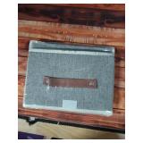 VinneGenzz Storage Boxes with Lid Cotton Linen Fabric Storage Bins Organizer Container Decorative Collapsible Washable Shelf Baskets Faux Leather Handles for Home Bedroom Closet (Gray, Small Size) - R