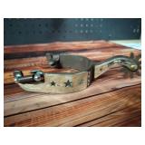 Boot Spurs, Carbon Steel Horse Spurs Cowboy Spurs Horse Riding Spurs Western Horse Spurs Antique Stars Boot Spurs with Gear for Equestrian Competition Entertainment - Retail: $55