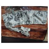 jinchan Tie Up Valance Floral Linen for Windows Farmhouse Valance 24 Inch Peonies Botanical Short Window Treatment Adjustable for Kitchen Living Room Light Filtering 1 Panel Black on Beige - Retail: $