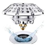 AzWzz Universal Tub Stopper Bathtub Drain Plug, Pop Up Tub Drain Hair Catcher, Drain Cover with Strainer, for 1-38 to 2in Bath Drain Hole - Retail: $15