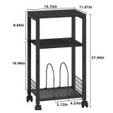 Kalrin Small Side Table, 3 Tier Moveable Small End Table, Record Player Stand with Records Shelf, Tall Nightstand for Bedroom, Living Room, Sofa, Office, Bathroom (Pure Black) - Retail: $4,332