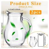 Leinuosen 2 Pcs Small Glass Creamer Pitcher with Spout Milk Frothing Pitcher Elegant Shaped Glass Coffee Tea Milk Creamer Jug Creative Milk Frother Cup (Elegant Style,250 ml) - Retail: $17