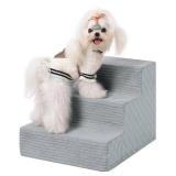 Vfrog Dog Stairs for Small Dogs,13\ H,3-Step Dog Steps for Bed and Couch with High Density Foam,Non-Slip Pet Steps for Doggy and Cat,Pet Stairs with a Washable Cover,Grey - Retail: $30in