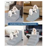 Vfrog Dog Stairs for Small Dogs,13\ H,3-Step Dog Steps for Bed and Couch with High Density Foam,Non-Slip Pet Steps for Doggy and Cat,Pet Stairs with a Washable Cover,Grey - Retail: $30in