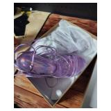 Elisabet Tang Womenfts Strappy Heeled Sandals, 5 inch Platform Heels Chunky Lace up High Heels Open Toe Party Shoes Purple Holographic Size 8 - Retail: $48