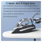 IRONDAY Steam Iron for Clothes Rapid Heating, 1700W Iron with Non-Stick Ceramic Soleplate, 3-Way Auto-Off, Burst of Steam, Self-Cleaning, 14.07oz Water Tank Ironing Clothes for Home, Grey - Retail: $4