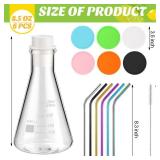 Copkim 25 Pcs Lab Flask Chemistry Drinking Glasses, 6 Set 8.5 oz Thick Clear Tumbler Scientific Beaker Mugs Flask for Cocktails Coffee Cold Drinks Novelty Cocktail Glasses Set(Lab Flask) - Retail: $31