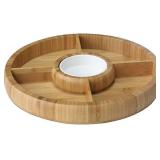 Bamboo Charcuterie BoardCheese Board Chip and Dip Divided BowlServing Platter with Ceramic Center BowlDip Cup - Retail: $28