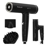 ANNLARY Plasma Ion Hair Dryer with Diffuser for Curly Hair, 110000 RPM Professional High Speed Blow Dryer with Plasma Ion, 1500W Foldable Travel Hairdryer with 6.5 Ft Cord Fast Drying for Women Men - 