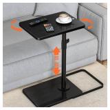 TV Tray Table for Couch - Adjustable Height and 360°Swivel Panel Design?Larger Metal and Wooden Base to Prevent Slipping?Sofa Armrest Tray Table for Eating Laptop Couch Bed Dinner or Small Space - Re
