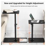 TV Tray Table for Couch - Adjustable Height and 360°Swivel Panel Design?Larger Metal and Wooden Base to Prevent Slipping?Sofa Armrest Tray Table for Eating Laptop Couch Bed Dinner or Small Space - Re