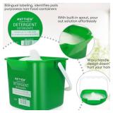 Matthew RedandGreenandBlue Detergent and Sanitizing Cleaning Bucket 3 Quart Cleaning Pail,Set of 3 Square Containers,Built-In Spout wHandle,Wash Rinse Sanitize Handwash Bucket,Incl.3Pcs Microfiber Clo