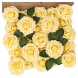 NandT NIETING Artificial Flowers, 25Pcs Fake Flowers Goose Yellow Roses Perfect for DIY Wedding Bouquets Centerpieces Bridal Shower Party Home Flower Arrangement Decorations - Retail: $15
