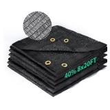 Kesfitt Garden 40% Shade Cloth, Resistant Sun Shade Net 8x20FT Mesh Tarp with HDPE Material and Reinforced Grommets Shade Trap for Greenhouse, Plant, Pergola, and Backyard Patio Sunshade - Retail: $26