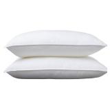 Amazon Basics Down Alternative Pillows for Stomach and Back Sleepers, Soft Density, Standard, Pack of 2, White, 26 in L x 20 in W - Retail: $29