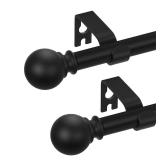 2 Pack Black Curtain Rods 48 to 84 Inches(4-7 Feet),58 inch Splicing Drapery Rods,Small Curtain Rods Set,Size: 36ftft-88ftft,Matte Black - Retail: $28