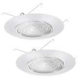 Glooglitter 2 Pcs 6 Inch Shower Trim for Recessed Light Cover White Bathroom Light Cover Replacement with Fresnel Glass Lens Waterproof for Wet Locations Ceiling - Retail: $24