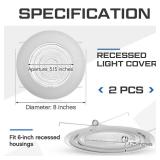 Glooglitter 2 Pcs 6 Inch Shower Trim for Recessed Light Cover White Bathroom Light Cover Replacement with Fresnel Glass Lens Waterproof for Wet Locations Ceiling - Retail: $24