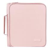 SUNEE Zippered Binder Bag with Handle, 2-Inch 3-Ring O-Ring, 500-Sheet Capacity, Includes Zip Pocket, 5-Tab Expanding File Folder, Multi-Pocket Organizer Binder for Middle School, Pink Lotus - Retail: