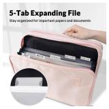 SUNEE Zippered Binder Bag with Handle, 2-Inch 3-Ring O-Ring, 500-Sheet Capacity, Includes Zip Pocket, 5-Tab Expanding File Folder, Multi-Pocket Organizer Binder for Middle School, Pink Lotus - Retail: