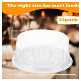 Nuanchu 24 Pieces 8 Inch Disposable Cake Containers with Lids Plastic Serving Tray Clear Platters with Clear Lids Round Disposable Cake Holder for Storing Party Takeout Food Catering Display (White) -
