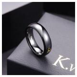 King Will 6mm Tungsten Carbide Wedding Band for Men Women Classic Promise Engagement Rings for Couples Domed Style High Polish Finished Comfort Fit, Black Size 8.5 - Retail: $27