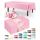 Pureegg Plastic Table Cloth Disposable 8 Pack, 54 x 108 Inch Table Cloths, Easter Party, Valentines, Mothers Day Decorations, Tablecloths, Rectangle, Pastel Plastic Cover, Leakproof and Sturdy, Pink -