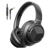 Botesty Sound Headphones Wired with Microphone, Over Ear Foldable 3.5mm Plug in Headphones with 4.9ft Tangle-Free Nylon Cord for Tablet, Laptop, MP34, School, Airplane Travel (Black) - Retail: $20