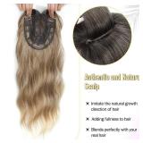Fine Plus 20inch Hair Topper 7\X7\in Synthetic Wavy Toppers for Women with Thinning Hair - Ombre Dark Blonde - Retail: $36in