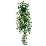 LOYWREE Small Artificial Hanging Mandala Plant with Pot Faux Plants Indoor Fake Small Potted Plant 28.7-in Long Faux Vine Shelf Decor Ideal for Indoor Outdoor Home Office Decoration (Black Pot) - Reta