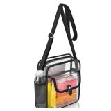 SPODEARS Black Clear Crossbody Bag for Stadium Events and Concerts - 10.5\x8.5\in Adjustable Shoulder Strap Plastic Purse with 1 Bottle Holder - Retail: $16in