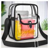 SPODEARS Black Clear Crossbody Bag for Stadium Events and Concerts - 10.5\x8.5\in Adjustable Shoulder Strap Plastic Purse with 1 Bottle Holder - Retail: $16in