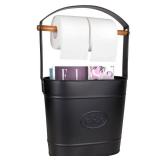 Autumn Alley Farmhouse Toilet Paper Holder Stand  Free Standing Bathroom Tissue Holder in Matte Black  Reserve Storage for Extra Rolls  Magazine Stand  Farmhouse Bathroom DecorBlack - Retail: 