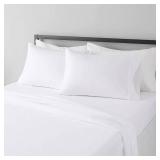 QUEEN White Cotton Bedding Set, 2 Pillowcases and 1 Sheet - Retail: $85