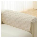 Foxdecor Fuzzy Couch Arm Covers Recliner Arm Covers, Arm Chair Covers Set of 2, Non-Slip Chair Arm Covers, Arm Rest Cover for Sofa, Armchair Slipcovers Couch Arm Protector (Cream White 30x30 inch) - R