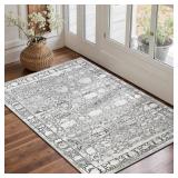 GRANNY SAYS 2x3 Entryway Rug, Vintage Indoor Doormat for Entrance, Small Area Rug Non Slip Washable, Stain and Fade Resistant Soft Rug Runner for Kitchen, Bedroom, Farmhouse Carpet for Decor (Grey) - 