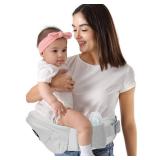 HKAI Baby Hip Carrier, Moms Choice Award Winner, Baby Carrier with Adjustable Waistband and Breathable Mesh, Ergonomic Carrier with Non-Slip Hip Seat Surface for Newborns and Toddlers, Light Grey - 