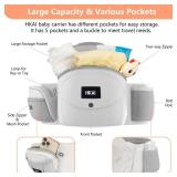 HKAI Baby Hip Carrier, Moms Choice Award Winner, Baby Carrier with Adjustable Waistband and Breathable Mesh, Ergonomic Carrier with Non-Slip Hip Seat Surface for Newborns and Toddlers, Light Grey - 