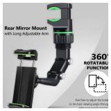 PKYAA Rearview Mirror Phone Mount Holder for Car, 360° Rotating , Multifunctional Mount Phone and GPS Holder Universal Car Phone Holder for All Smartphones - Retail: $10