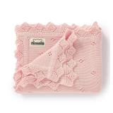 mimixiong Cotton Baby Blanket Knitted Crochet Receiving Crib Nursery Swaddling Blankets for Newborn Baby Boy Girl Pastel Pink 30x40 Inch (Pack of 1) - Retail: $20