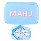 Sunnymove Empty Mahjong Bag Thickened American Mahjong Tiles Bag with Zipper Storage Pouch for Board Game Pieces Game Party Travel Gatherings Accessories, 10.4ftftx5.6ftft, Case Only(Mahj,Blue) - Reta