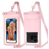 MOLOPPO Waterproof Phone Pouch, with Interior Card Holder, Large Dry Phone Case for iPhone 17 16 15 14 13 Pro Max, Beach Vacation Essentials,1 Pack, Pink - Retail: $4