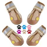 QUMY Dog Shoes for Large Dogs, Medium Dog Boots and Paw Protectors for Winter Snowy Day, Summer Hot Pavement, Water-Resistant in Rainy Weather, Outdoor Walking, Indoor Hardfloors Skid-Resistant Sole -