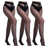 Yilanmy 3 Pairs Sheer Tights for Women Ultra Thin T-Crotch Pantyhose High Waist Stockings 20D - Retail: $13
