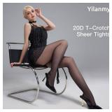 Yilanmy 3 Pairs Sheer Tights for Women Ultra Thin T-Crotch Pantyhose High Waist Stockings 20D - Retail: $13